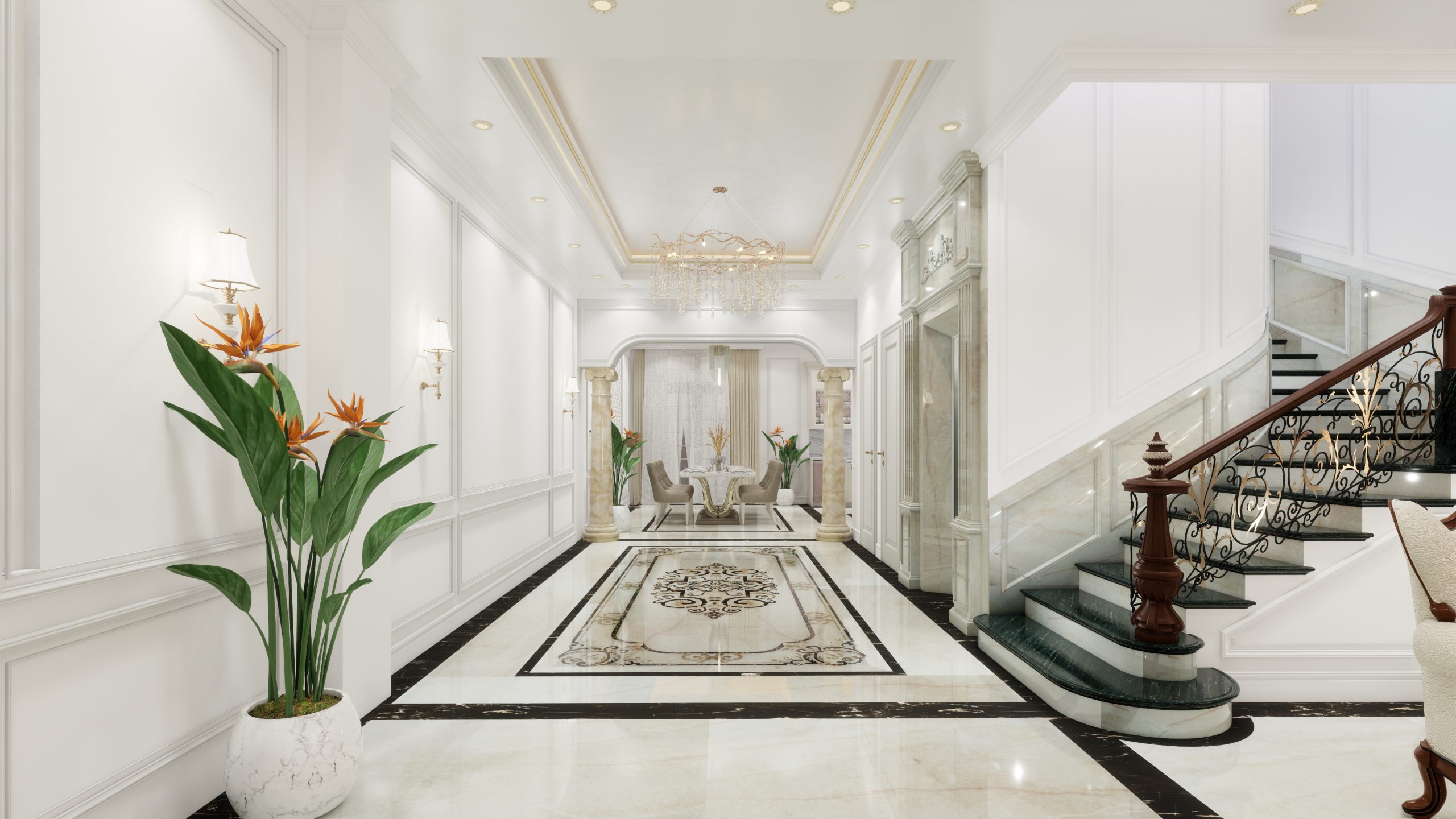 ĐÁ ỐP SÀN HOA VĂN